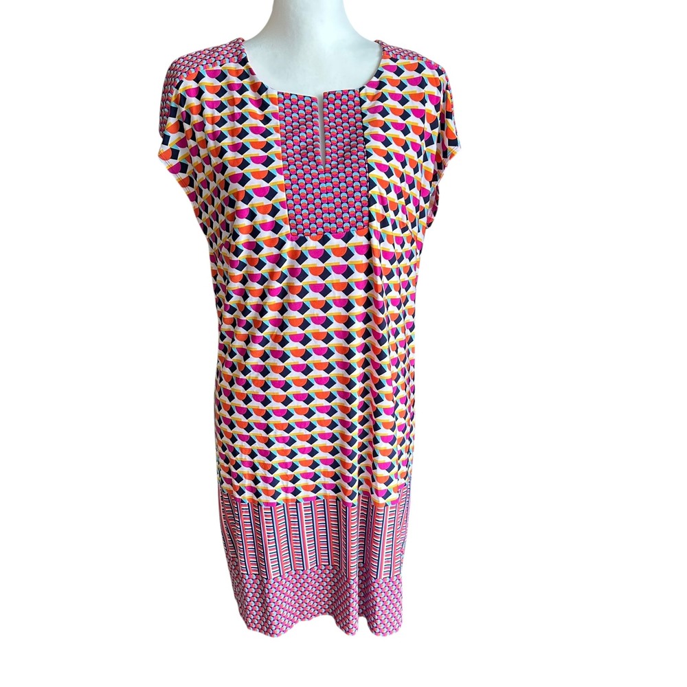 Laundry by Shelli Segal Dress Medium Pink Multicolor‎ Geometric Print Lined